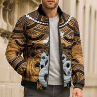 Personalised Maori Matariki Manaia Kowhai Bomber Puffer Jacket Maori Kowhaiwhai Pattern Galaxy LT01 - Polynesian Pride