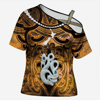 Personalised Maori Matariki Manaia Kowhai Cross Shoulder Shirt Maori Kowhaiwhai Pattern Galaxy
