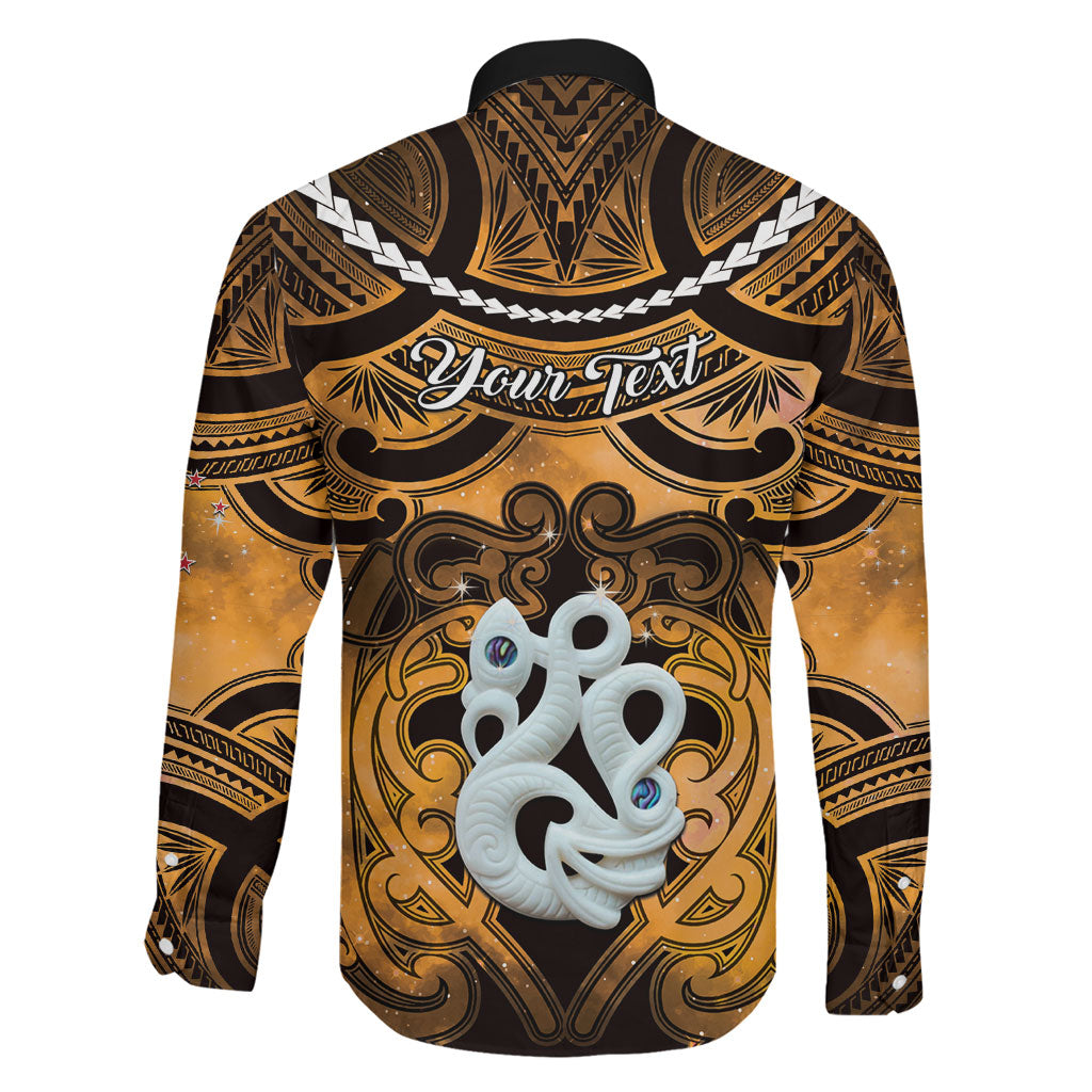 Personalised Maori Matariki Manaia Kowhai Family Matching Puletasi and Hawaiian Shirt Maori Kowhaiwhai Pattern Galaxy