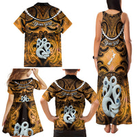 Personalised Maori Matariki Manaia Kowhai Family Matching Tank Maxi Dress and Hawaiian Shirt Maori Kowhaiwhai Pattern Galaxy