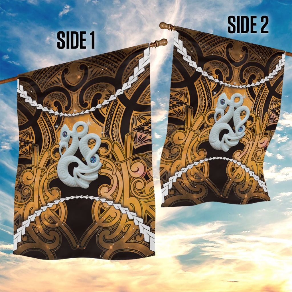 Maori Matariki Manaia Kowhai Garden Flag Maori Kowhaiwhai Pattern Galaxy LT01 - Polynesian Pride