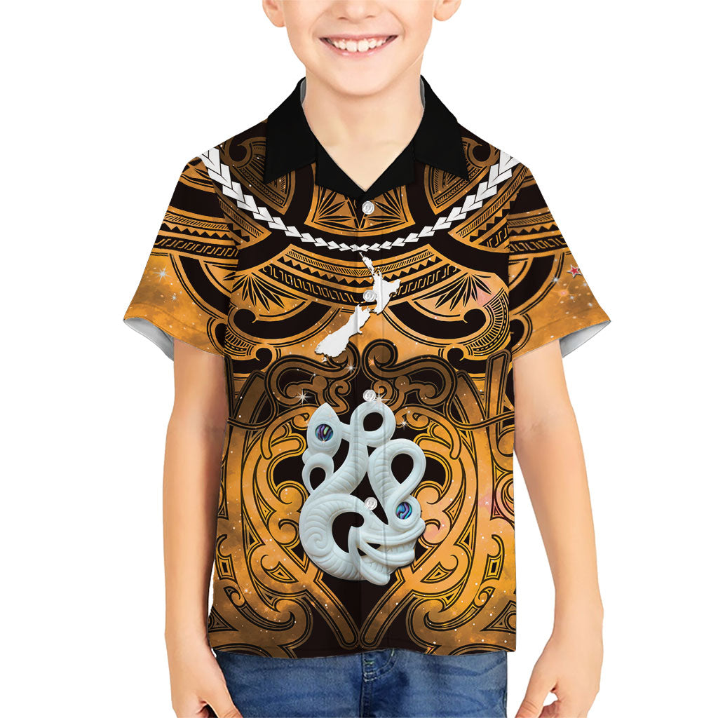 Personalised Maori Matariki Manaia Kowhai Hawaiian Shirt Maori Kowhaiwhai Pattern Galaxy LT01 - Polynesian Pride