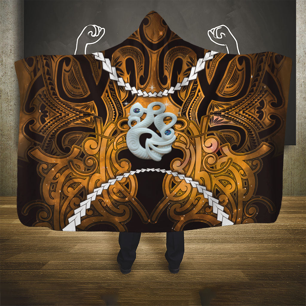 Maori Matariki Manaia Kowhai Hooded Blanket Maori Kowhaiwhai Pattern Galaxy