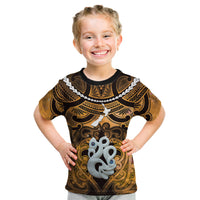 Personalised Maori Matariki Manaia Kowhai Kid T Shirt Maori Kowhaiwhai Pattern Galaxy