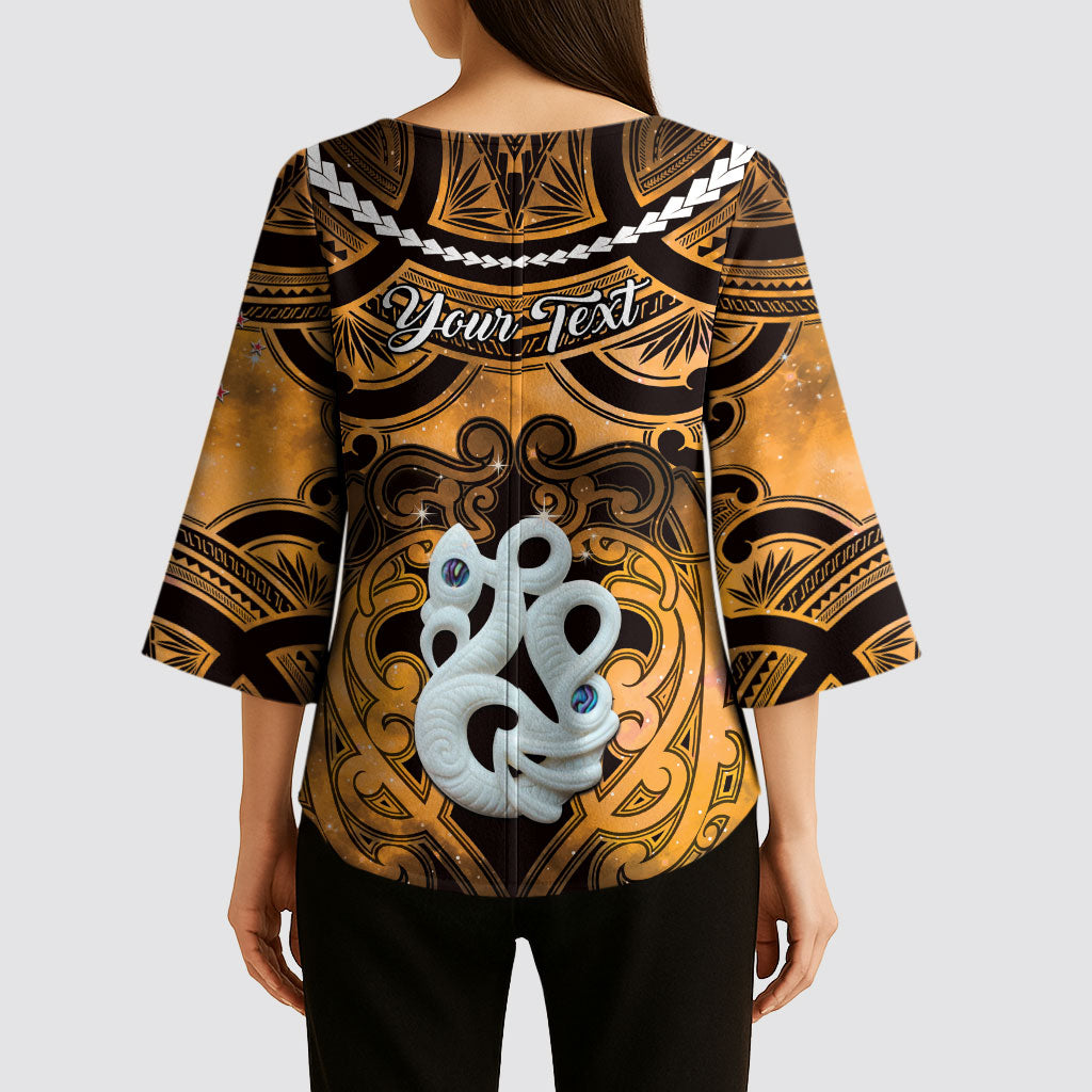 Personalised Maori Matariki Manaia Kowhai Kimono Sleeve Blouse Maori Kowhaiwhai Pattern Galaxy