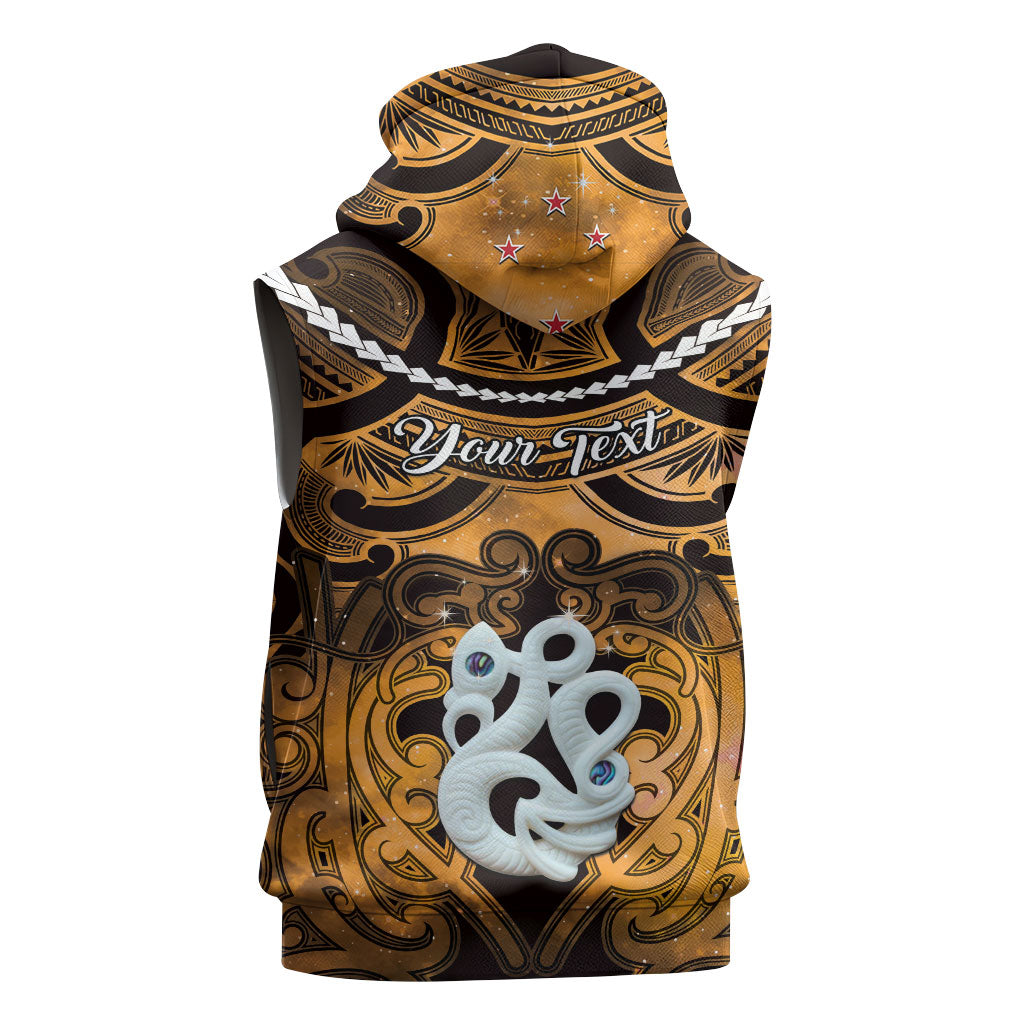 Personalised Maori Matariki Manaia Kowhai Sleeveless Hoodie Maori Kowhaiwhai Pattern Galaxy LT01 - Polynesian Pride