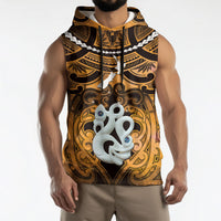 Personalised Maori Matariki Manaia Kowhai Sleeveless Hoodie Maori Kowhaiwhai Pattern Galaxy LT01 - Polynesian Pride
