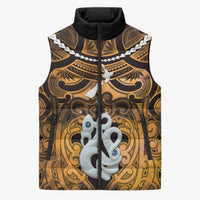 Personalised Maori Matariki Manaia Kowhai Sleeveless Puffer Jacket Maori Kowhaiwhai Pattern Galaxy