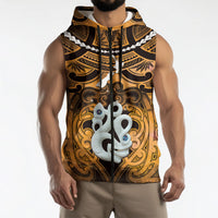 Personalised Maori Matariki Manaia Kowhai Sleeveless Zip Hoodie Maori Kowhaiwhai Pattern Galaxy