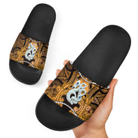 Maori Matariki Manaia Kowhai Slide Sandals Maori Kowhaiwhai Pattern Galaxy
