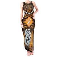 Personalised Maori Matariki Manaia Kowhai Tank Maxi Dress Maori Kowhaiwhai Pattern Galaxy LT01 Women Yellow - Polynesian Pride