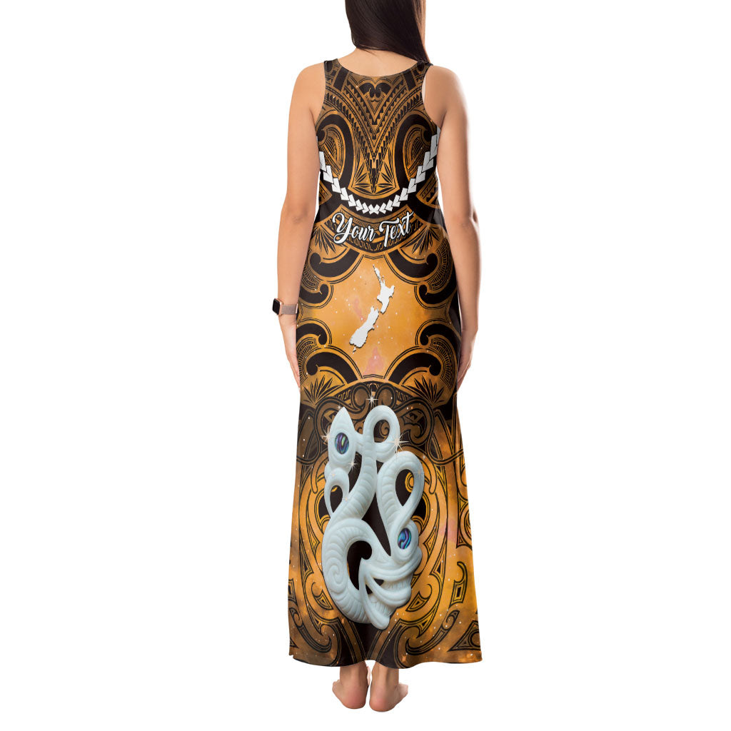 Personalised Maori Matariki Manaia Kowhai Tank Maxi Dress Maori Kowhaiwhai Pattern Galaxy LT01 - Polynesian Pride