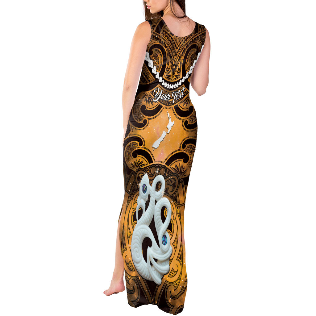 Personalised Maori Matariki Manaia Kowhai Tank Maxi Dress Maori Kowhaiwhai Pattern Galaxy LT01 - Polynesian Pride