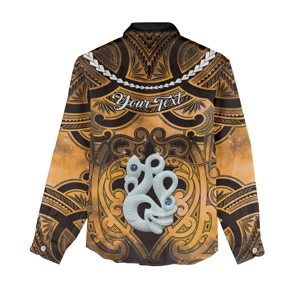 Personalised Maori Matariki Manaia Kowhai Women Casual Shirt Maori Kowhaiwhai Pattern Galaxy LT01 - Polynesian Pride