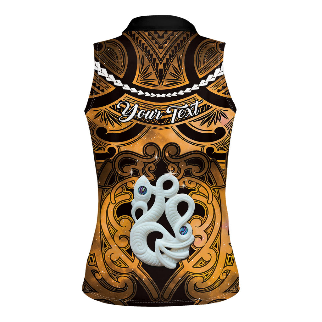 Personalised Maori Matariki Manaia Kowhai Women Sleeveless Polo Shirt Maori Kowhaiwhai Pattern Galaxy