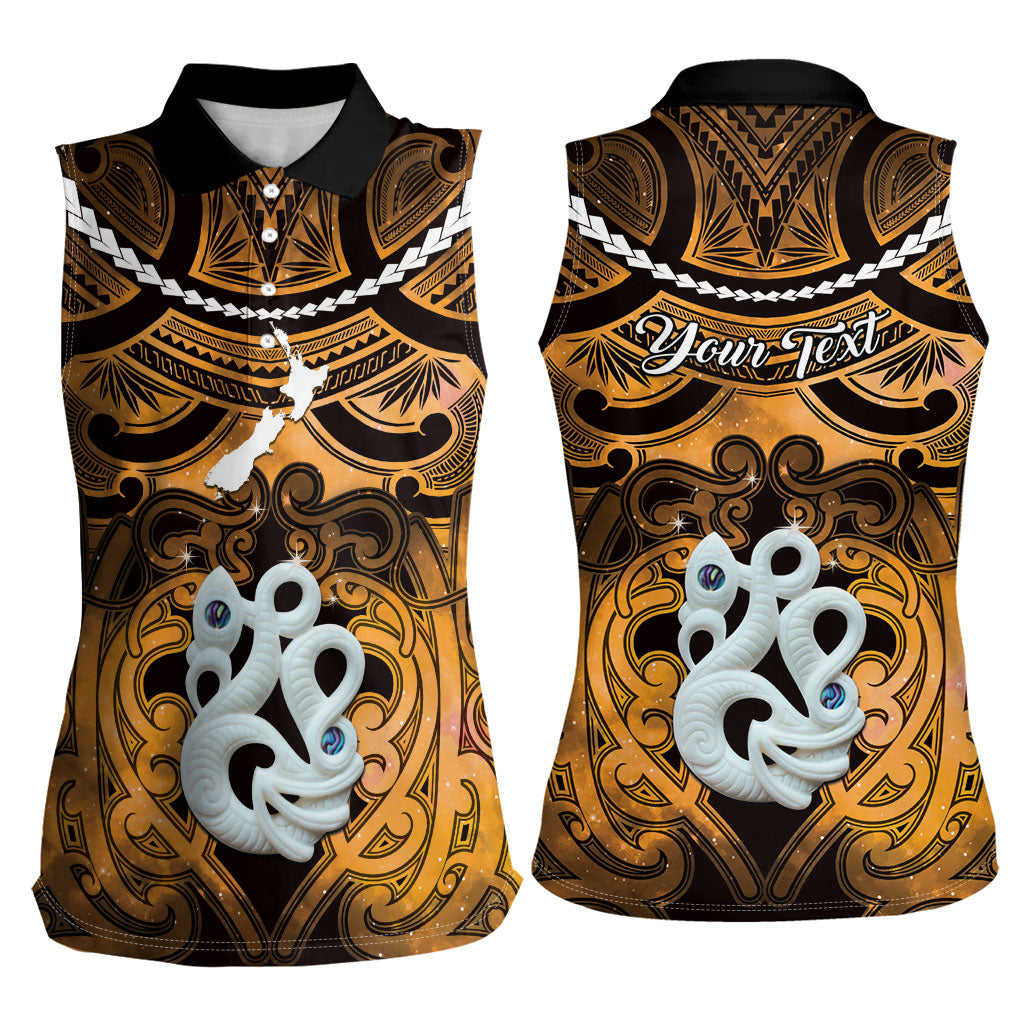 Personalised Maori Matariki Manaia Kowhai Women Sleeveless Polo Shirt Maori Kowhaiwhai Pattern Galaxy