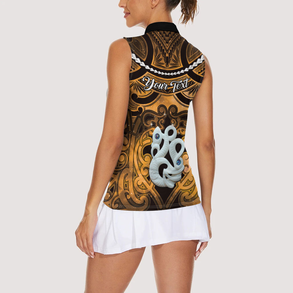 Personalised Maori Matariki Manaia Kowhai Women Sleeveless Polo Shirt Maori Kowhaiwhai Pattern Galaxy