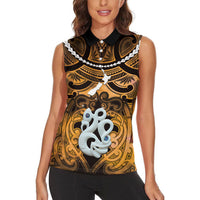 Personalised Maori Matariki Manaia Kowhai Women Sleeveless Polo Shirt Maori Kowhaiwhai Pattern Galaxy