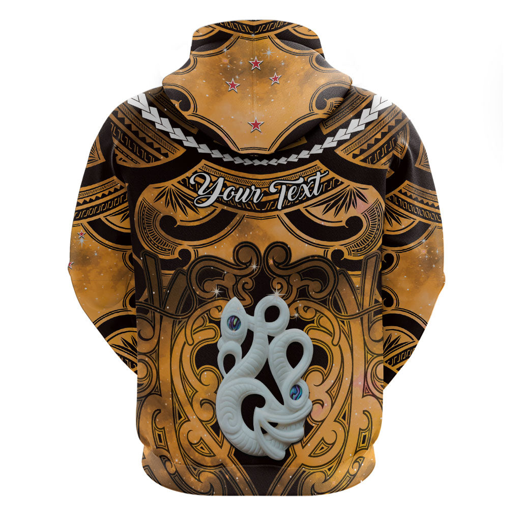 Personalised Maori Matariki Manaia Kowhai Zip Hoodie Maori Kowhaiwhai Pattern Galaxy