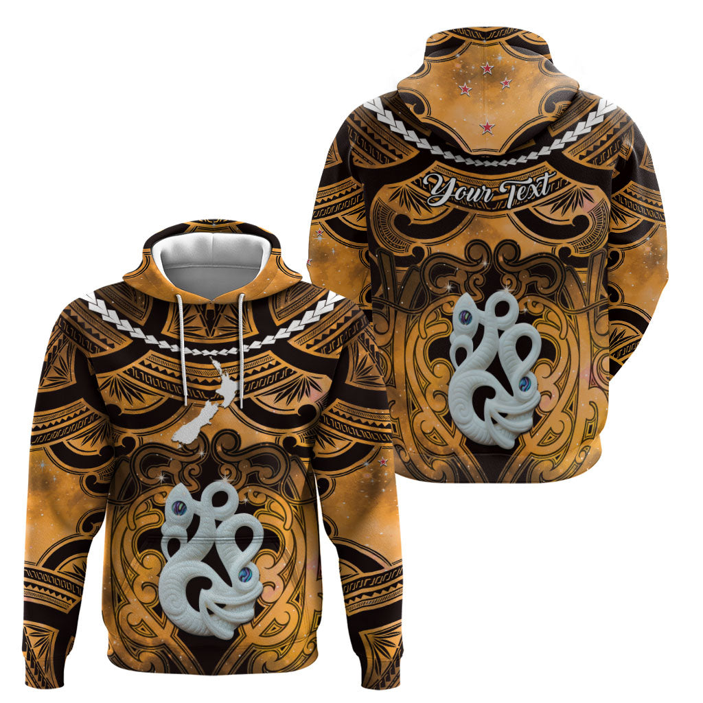 Personalised Maori Matariki Manaia Kowhai Zip Hoodie Maori Kowhaiwhai Pattern Galaxy