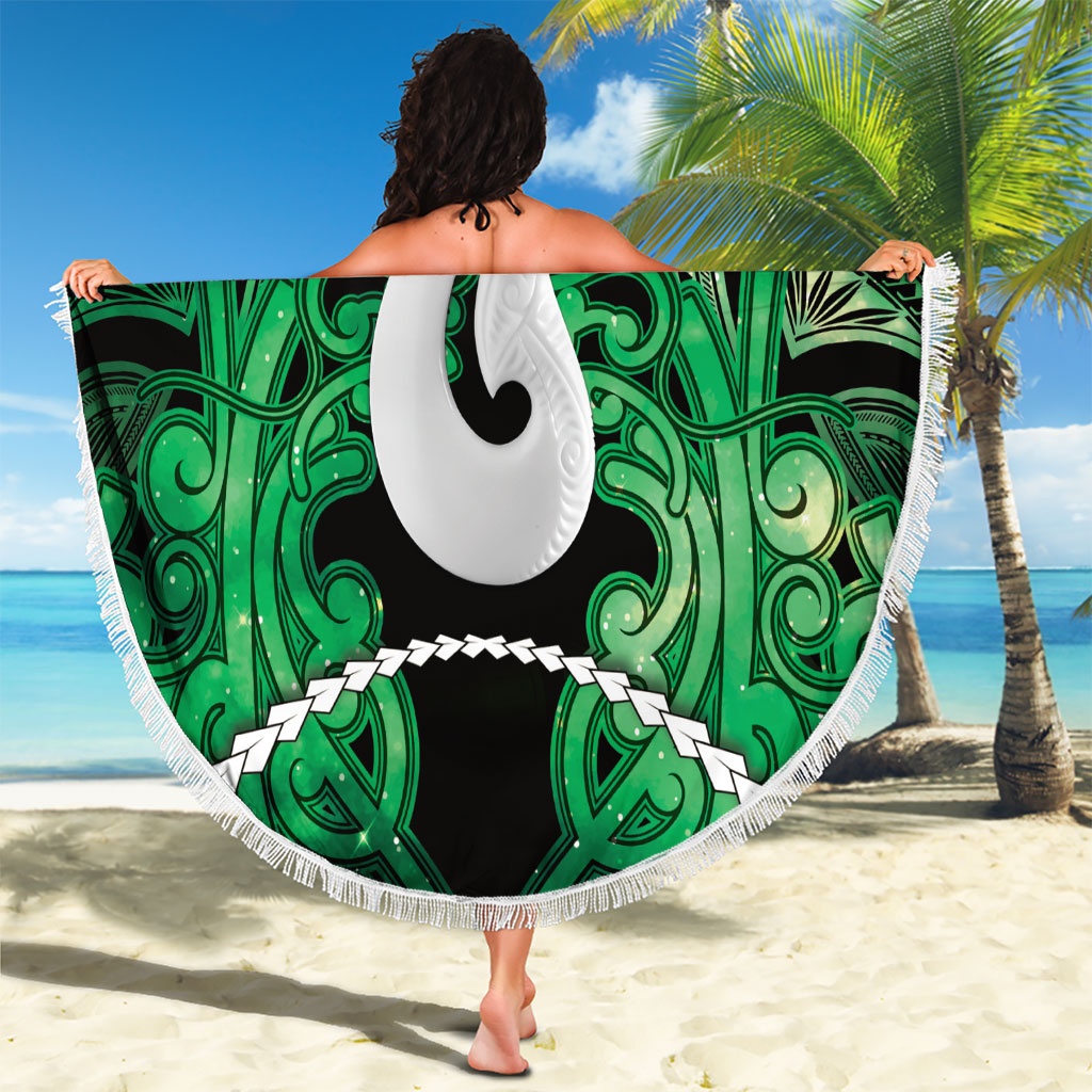 Maori Matariki Hei Matau Kakariki Beach Blanket Maori Kowhaiwhai Pattern Galaxy