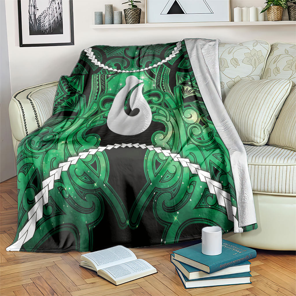 Maori Matariki Hei Matau Kakariki Blanket Maori Kowhaiwhai Pattern Galaxy LT01 Green - Polynesian Pride