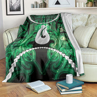 Maori Matariki Hei Matau Kakariki Blanket Maori Kowhaiwhai Pattern Galaxy LT01 Green - Polynesian Pride