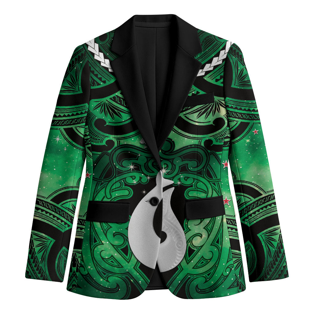 Personalised Maori Matariki Hei Matau Kakariki Blazer Maori Kowhaiwhai Pattern Galaxy LT01 Unisex Green - Polynesian Pride