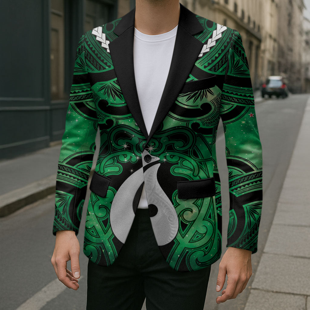 Personalised Maori Matariki Hei Matau Kakariki Blazer Maori Kowhaiwhai Pattern Galaxy LT01 - Polynesian Pride