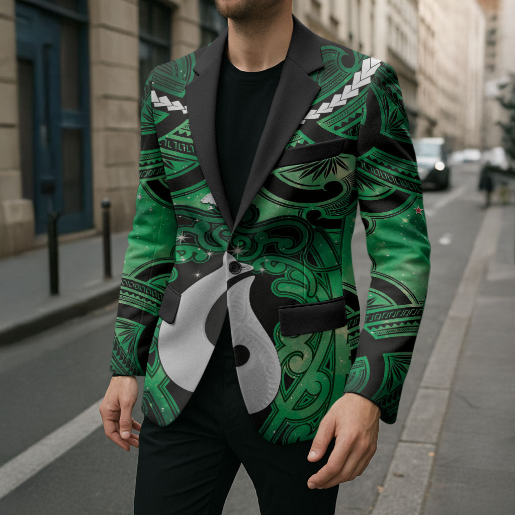 Personalised Maori Matariki Hei Matau Kakariki Blazer Maori Kowhaiwhai Pattern Galaxy LT01 - Polynesian Pride