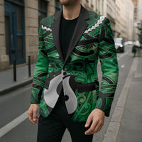 Personalised Maori Matariki Hei Matau Kakariki Blazer Maori Kowhaiwhai Pattern Galaxy LT01 - Polynesian Pride