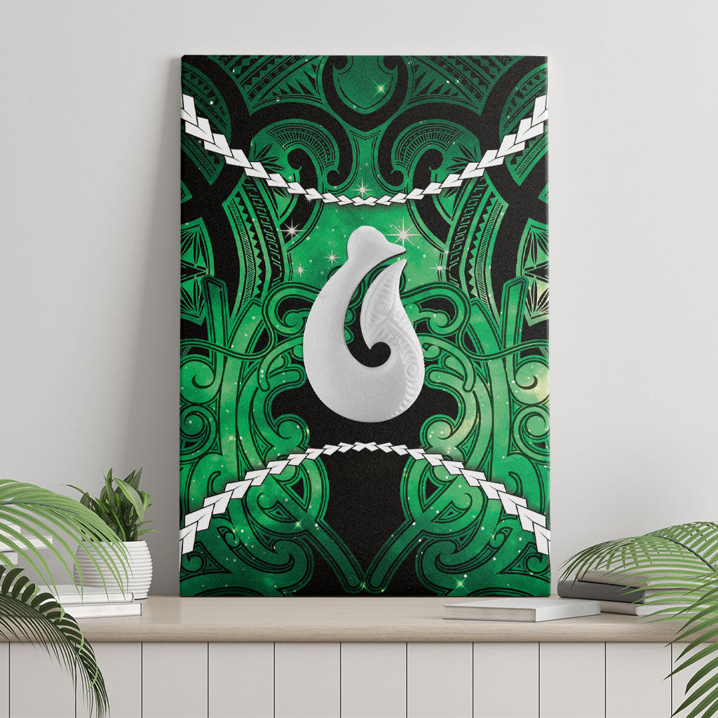 Maori Matariki Hei Matau Kakariki Canvas Wall Art Maori Kowhaiwhai Pattern Galaxy