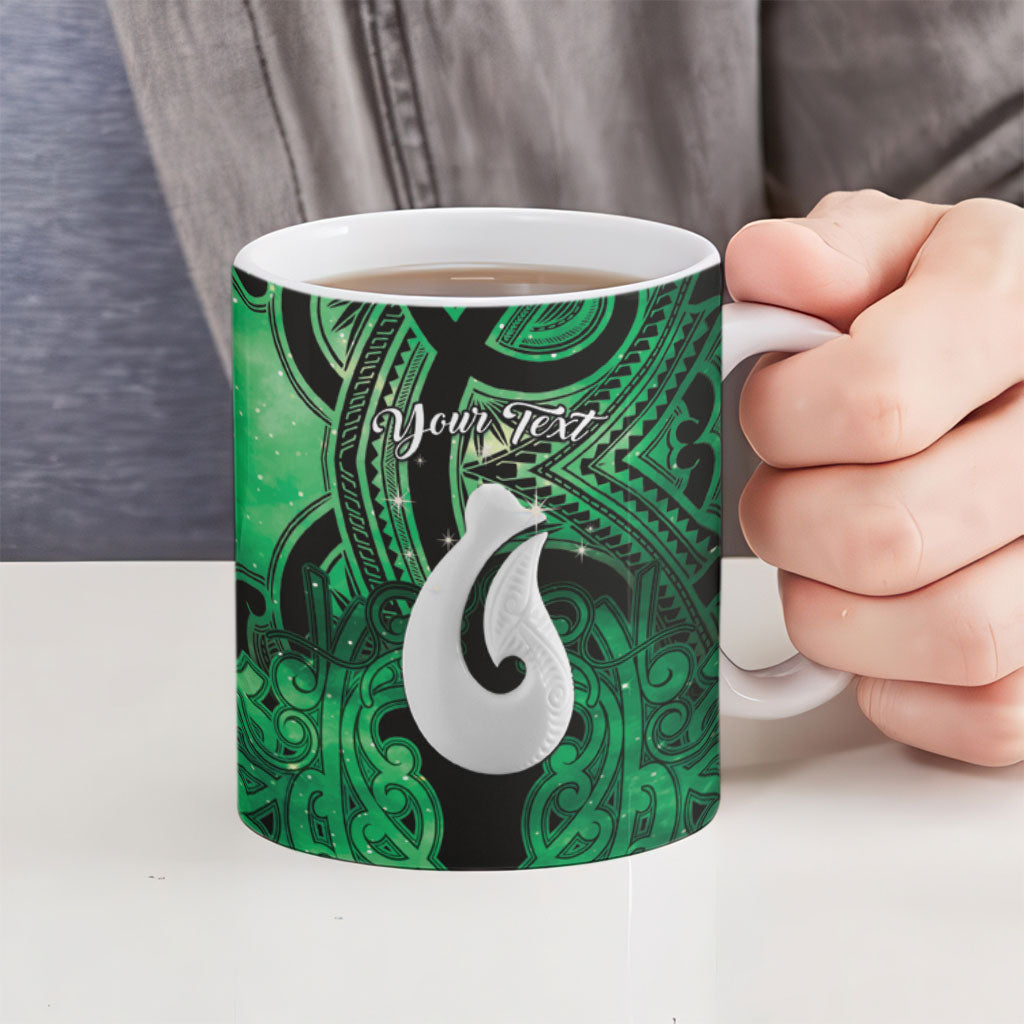 Personalised Maori Matariki Hei Matau Kakariki Ceramic Mug Maori Kowhaiwhai Pattern Galaxy