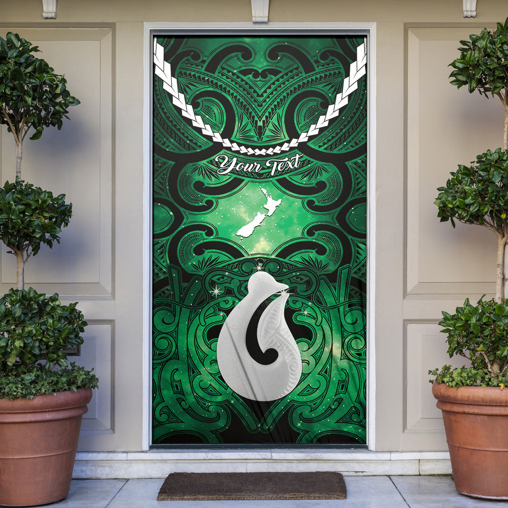 Personalised Maori Matariki Hei Matau Kakariki Door Cover Maori Kowhaiwhai Pattern Galaxy