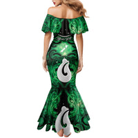 Personalised Maori Matariki Hei Matau Kakariki Family Matching Mermaid Dress and Hawaiian Shirt Maori Kowhaiwhai Pattern Galaxy