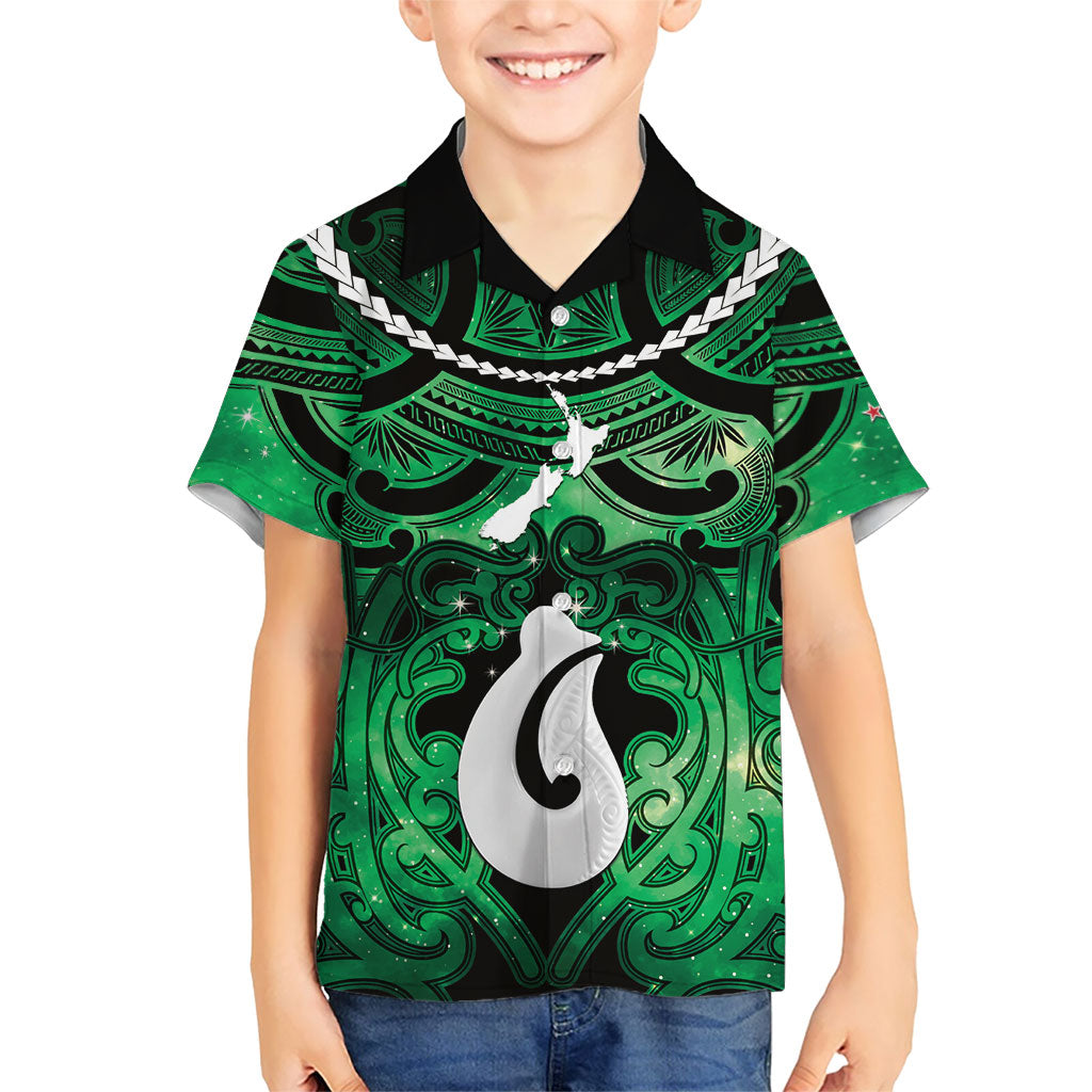 Personalised Maori Matariki Hei Matau Kakariki Hawaiian Shirt Maori Kowhaiwhai Pattern Galaxy LT01 - Polynesian Pride