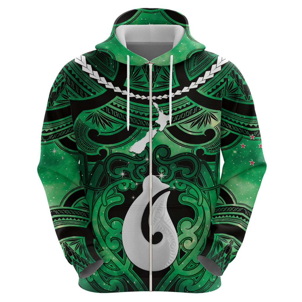 Personalised Maori Matariki Hei Matau Kakariki Hoodie Maori Kowhaiwhai Pattern Galaxy LT01 - Polynesian Pride
