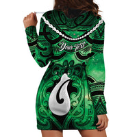 Personalised Maori Matariki Hei Matau Kakariki Hoodie Dress Maori Kowhaiwhai Pattern Galaxy