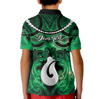 Personalised Maori Matariki Hei Matau Kakariki Kid Polo Shirt Maori Kowhaiwhai Pattern Galaxy