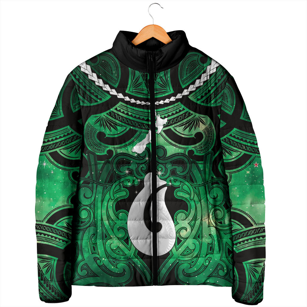 Personalised Maori Matariki Hei Matau Kakariki Padded Jacket Maori Kowhaiwhai Pattern Galaxy LT01 - Polynesian Pride