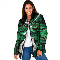 Personalised Maori Matariki Hei Matau Kakariki Padded Jacket Maori Kowhaiwhai Pattern Galaxy LT01 Women Green - Polynesian Pride