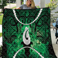 Maori Matariki Hei Matau Kakariki Quilt Maori Kowhaiwhai Pattern Galaxy LT01 Green - Polynesian Pride