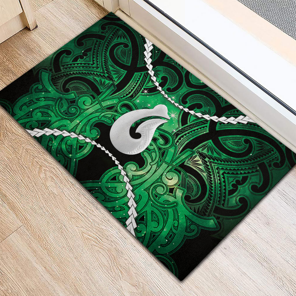 Maori Matariki Hei Matau Kakariki Rubber Doormat Maori Kowhaiwhai Pattern Galaxy