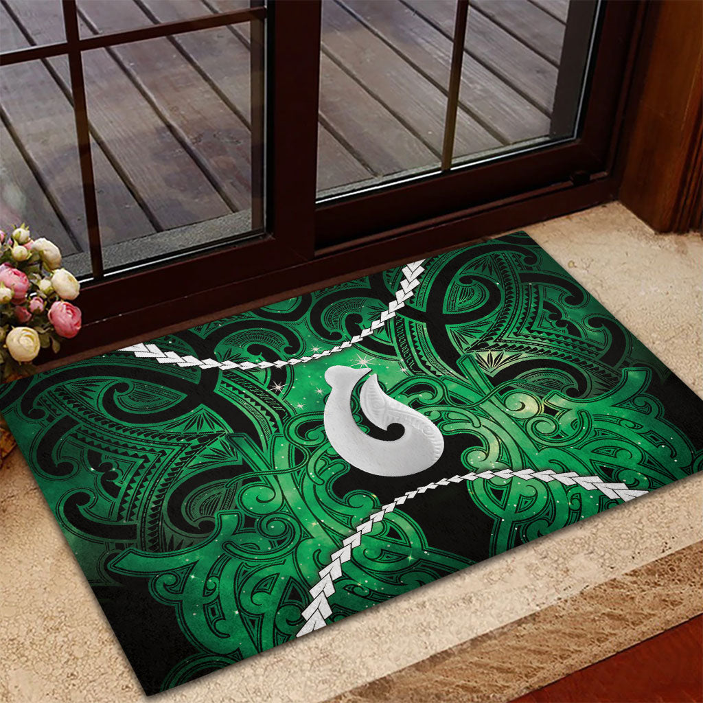 Maori Matariki Hei Matau Kakariki Rubber Doormat Maori Kowhaiwhai Pattern Galaxy