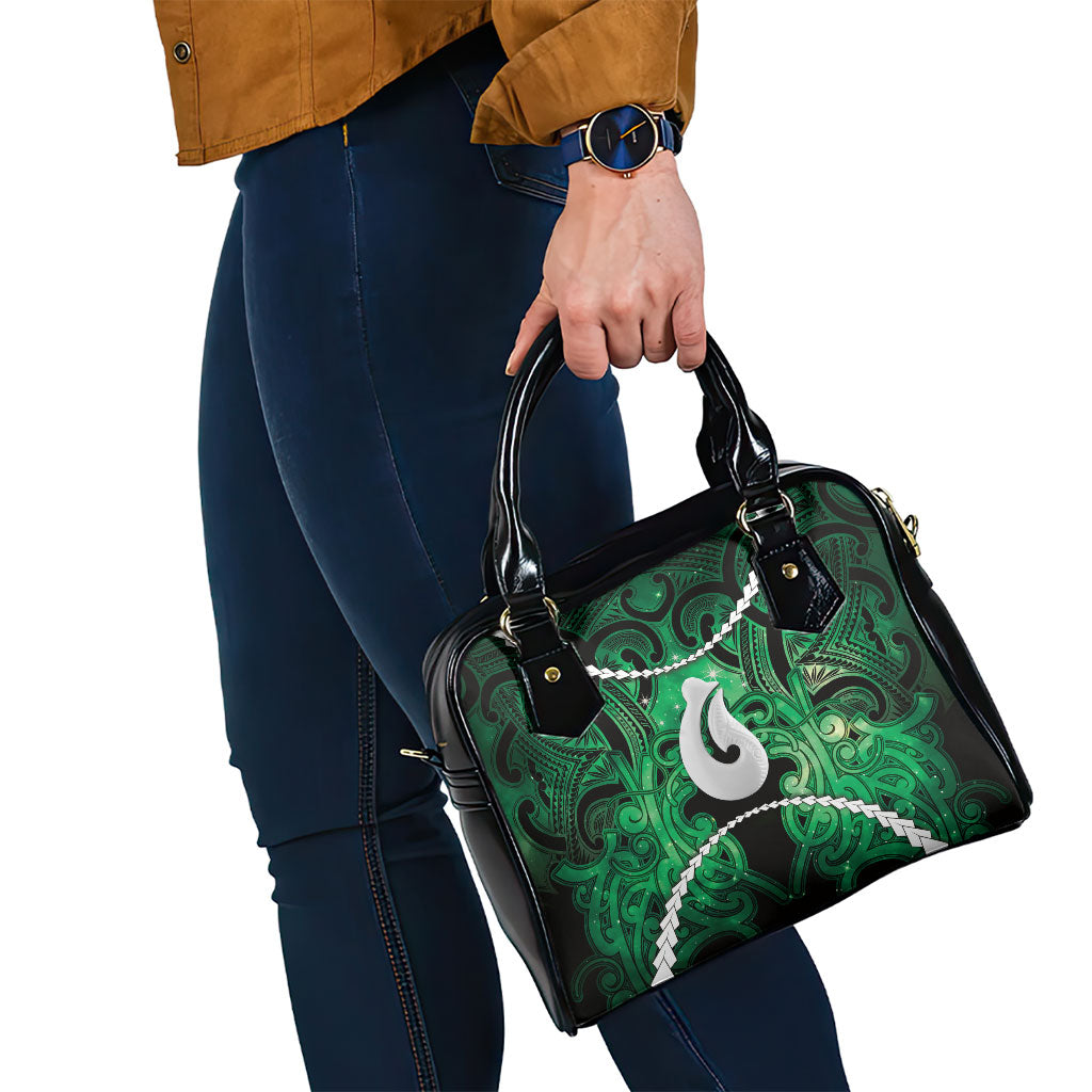 Maori Matariki Hei Matau Kakariki Shoulder Handbag Maori Kowhaiwhai Pattern Galaxy