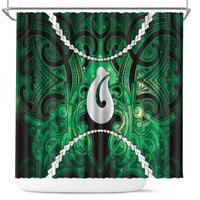 Maori Matariki Hei Matau Kakariki Shower Curtain Maori Kowhaiwhai Pattern Galaxy