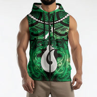 Personalised Maori Matariki Hei Matau Kakariki Sleeveless Zip Hoodie Maori Kowhaiwhai Pattern Galaxy