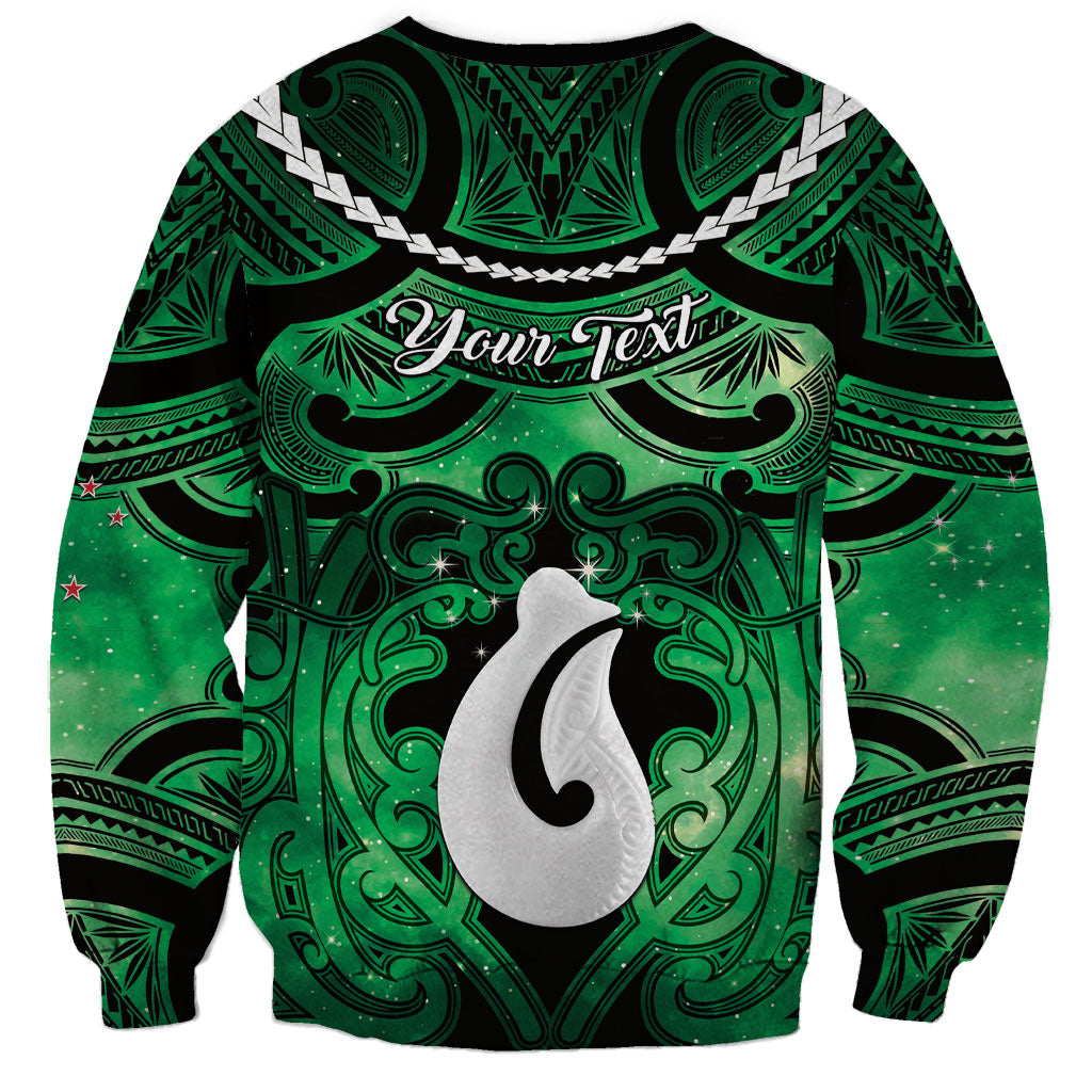 Personalised Maori Matariki Hei Matau Kakariki Sweatshirt Maori Kowhaiwhai Pattern Galaxy LT01 - Polynesian Pride