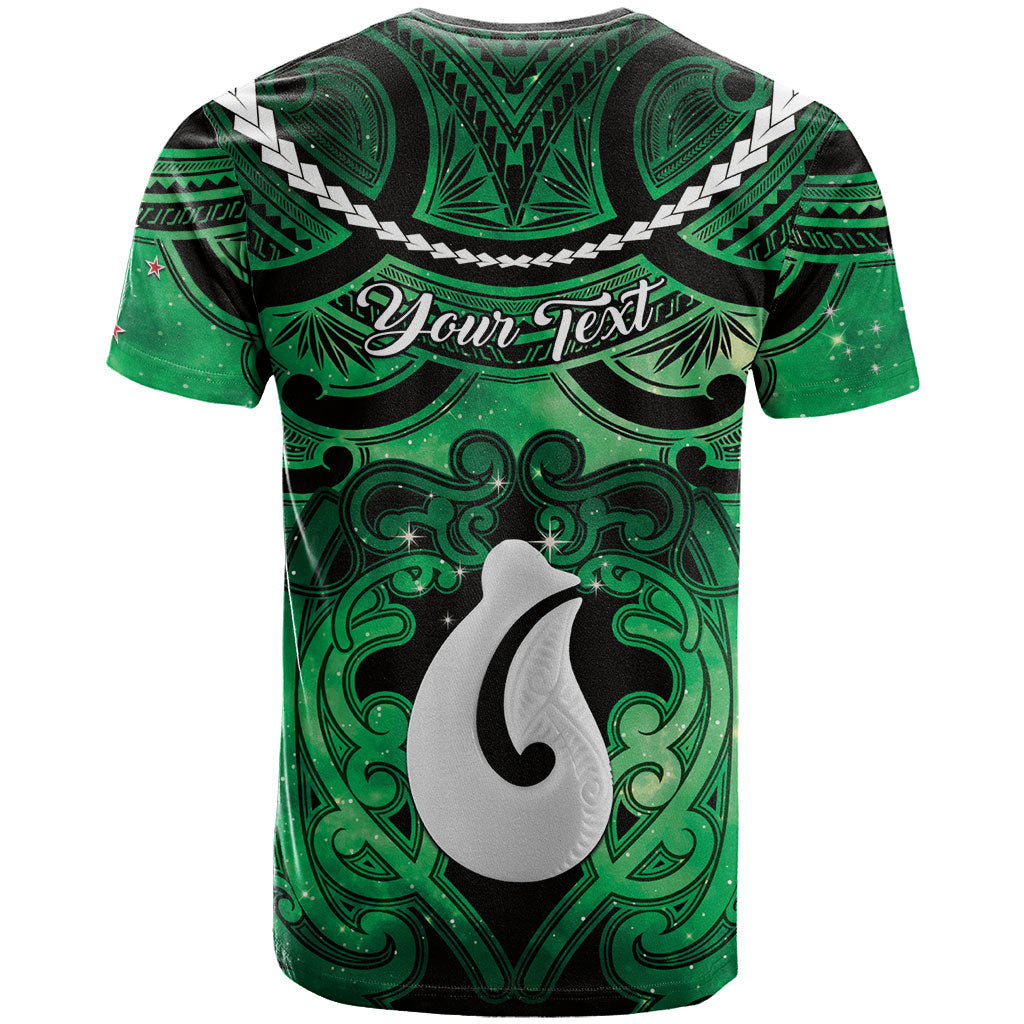 Personalised Maori Matariki Hei Matau Kakariki T Shirt Maori Kowhaiwhai Pattern Galaxy