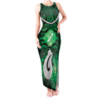 Personalised Maori Matariki Hei Matau Kakariki Tank Maxi Dress Maori Kowhaiwhai Pattern Galaxy LT01 Women Green - Polynesian Pride